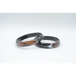 Pair of Banded Black Agate Bangle Bracelets